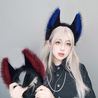 E0099 Serre-tête diabolique d'Halloween foncé pour femme, fait main, avec oreilles d'animaux en peluche, pour Comic Con, Cosplay, style punk