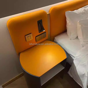 Economy Boutique Hotel Twin Bedroom Furniture <b>Sets</b> Upholstered Bed Frame With Nightstand TV Cabinet <b>Writing</b> Desk & Side Table - Product Image 2