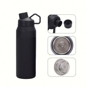 Thermos personnalisé avec logo, bouteille d'eau isolée sous vide en acier inoxydable 18/8, 650 ml, 1000 ml, avec poignée, revêtement en poudre - Product Image 3