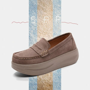 New High Quality Classic Fashion Trend <b>Woman</b> Platform <b>Shoes</b> Size 42 Height Increase Soft <b>Slip</b>-<b>on</b> Loafers Casual Leather EVA - Product Image 3