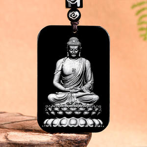 Pendentif en jade noir naturel de Hotan, dieu gardien du zodiaque, néphrite, bouddhisme, cadeau UNISEXE avec certificat d'évaluation SX21 - Product Image 2
