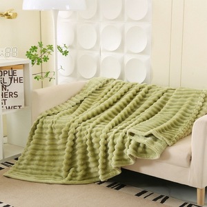 Plaid en <span class=keywords><strong>fausse</strong></span> <span class=keywords><strong>fourrure</strong></span> de lapin rayé, épais et doux, idéal pour canapé, doux pour la peau - Product Image 3