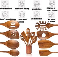 Set Peralatan Masak Kayu Akasia 8 Buah, Perlengkapan Dapur, Spatula, Sendok, Alat Sajian Salad, Sendok Pengaduk, Aman untuk Makanan, untuk Dapur Rumah