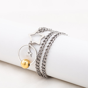 Collar con Colgante de Estrella, Acero Inoxidable, Joyería de Moda Unisex, Dije de Bola Dorada - Product Image 3