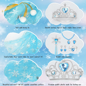 CM018 principessa <span class=keywords><strong>mantello</strong></span> <span class=keywords><strong>mantello</strong></span> ragazze fiocco di neve cappa corona ciara bracciale bacchetta per bambine Costume di natale di compleanno - Product Image 5