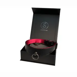 Collar de cuero personalizado para mascotas, caja de regalo de lujo con correas para perros y gatos - Product Image 2