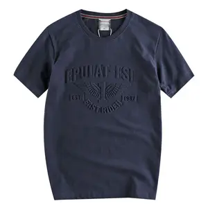 OEM T-shirt de haute qualité en relief 3D avec logo personnalisé en relief en coton lourd et surdimensionné pour hommes