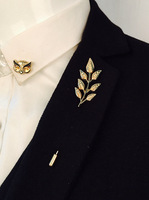 Desain Unik Bros Daun Logam Fashion untuk Pernikahan, Bros Pengantin Pria, Pin Kerah Emas Bentuk Daun untuk Blazer, Aksesori Kerah Kemeja
