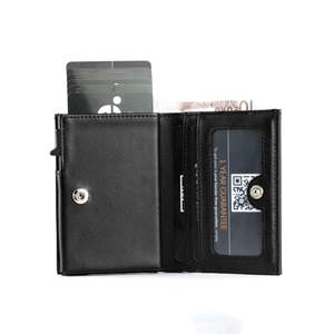 RFID 차단 가죽 빈티지 알루미늄 자동 팝업 카드 케이스 지갑 명함 홀더 - Product Image 2