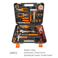 Ensemble d'outils électriques rouges et noirs 35 pièces/45/100/102/112, perceuse, outils manuels, kit de réparation à domicile