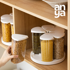 Anya Bán Buôn Trong Suốt Pet Thực Phẩm Lưu Trữ Lọ Bộ Xoay Nhựa Kín Kín Thực Phẩm Lưu Trữ Container Gia Vị Giá 6Pcs - Product Image 2