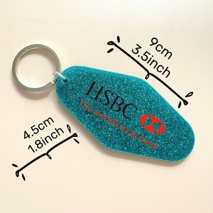 Retro Vintage logotipo Personalizado Plástico Branco Motel Acrílico Glitter Em Branco Hotel Chaveiro Chaveiro Personalizado Tag Do Anel Chave - Product Image 5