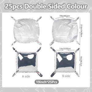 25pcs Balon Foil Perak Persegi Dua Sisi untuk Dekorasi Dinding, Latar Belakang Photo Booth, Pernikahan, Ulang Tahun, Pesta - Product Image 2