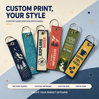 Porte-clés tissé personnalisé en tissu brodé, double face, pour promotion d'entreprise, vente en gros
