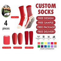 Chaussettes de football personnalisées avec grip sportif et protège-tibias avec sangles en Spandex/Polyester respirant et antidérapant