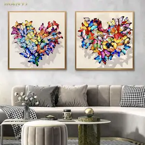 彩色蝴蝶壁画花卉景观海报和版画油画家居客厅装饰
