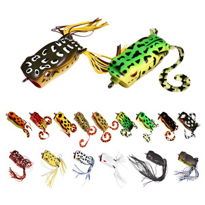 Leurre grenouille Premium 60mm 15g à double hameçon, queue en silicone, popper flottant pour pêche en eau douce (brochet, poisson-serpent, achigan) - Product Image 4