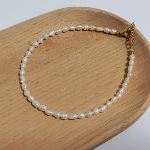 <span class=keywords><strong>Tobillera</strong></span> de perlas de agua dulce delicada impermeable de acero inoxidable chapado en oro de 18K que no se deslustra - Product Image 5