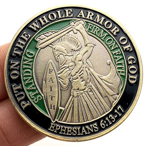 Templar God Armor thời trang Đồng Xu Kỷ Niệm Hiện Đại Hợp kim kẽm mạ bạc huy chương in màu nổi - Product Image 3
