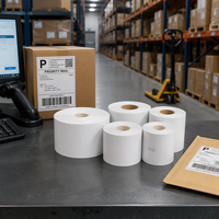Label Thermal Langsung Tanpa Liner Industri Kustom 58mm 80mm 100mm X 75m Stiker Barcode Perekat Sendiri untuk Logistik & Pengiriman
