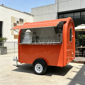 Carrito de Comida Móvil Comercial, Mini Remolque de Comida Redondo para Desayunos, Café y Bagels, con Certificación CE - Product Image 1