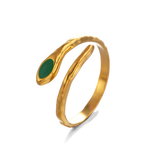 YWXS moda Popular broma 18K oro Acero inoxidable Retro étnico serpiente anillo nicho Hip-hop negro goteo serpiente anillo al por mayor - Product Image 5