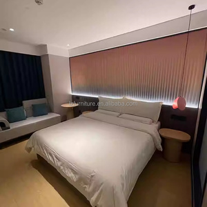 Juego de Muebles de Dormitorio Modernos para Hotel de 3 Estrellas, Cama Queen/King de Madera con Cabecera Tapizada, Mesa de Noche, Sofá, Mueble para TV y Armario - Product Image 5