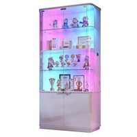 Étagères, capteur de mouvement LED, contrôle par application, bords de sécurité incurvés, vitrine pour trophées et figurines