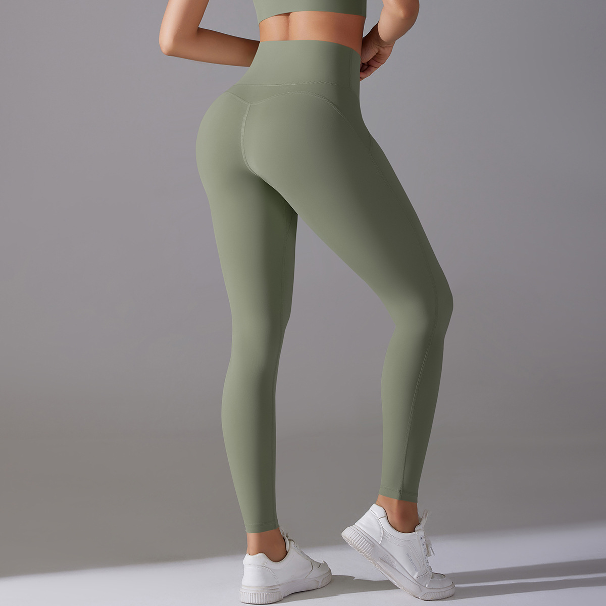 High-Waisted Nine-Point Nude Yoga Pants Embarrassment-Free High-Elastic Sports Running Fitness Leggings Underwear