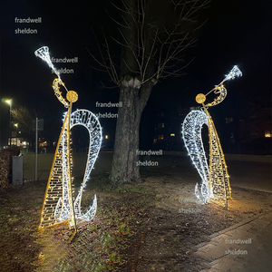 Lumière d'<span class=keywords><strong>ange</strong></span> trompette LED moderne | Sculpture d'<span class=keywords><strong>ange</strong></span> illuminée pour l'affichage commercial de Noël, de festival et d'événement - Product Image 1