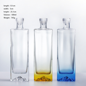 500ml sang trọng Flint Glass Wine Bottle vuông rỗng banquets núi lửa sang trọng rượu với nút chai niêm phong hình dạng phẳng cho Tequila - Product Image 2
