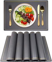 Grandes sets de table rectangulaires en cuir PU gris, imperméables, essuyables et lavables, pour la maison, la cuisine, les fêtes et les restaurants