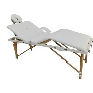 Table <span class=keywords><strong>de</strong></span> massage pliable 4 sections - Lit <span class=keywords><strong>de</strong></span> massage portable en bois avec appui-tête réglable pour thérapeutes mobiles - Product Image 1