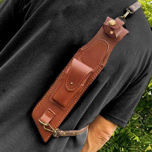 Offre Spéciale OEM Camping en plein air EDC fourreau <span class=keywords><strong>ceinture</strong></span> en cuir épais transporter couteau gaine avec lame fixe en acier manche en bois en gros - Product Image 3
