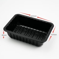 Wegwerp Grote Zwarte Bak Pp Food Grade Materiaal Blister Plastic Verpakking Lade Vlees Fruit Salade Bevroren Voedsel Container