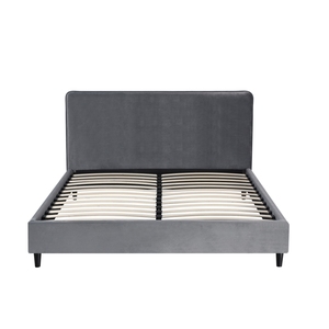 Bán buôn đơn giản nhà máy hiện đại Up-holstered 2 CHỖ NGỒI đôi đôi vải màu xám đầy đủ <span class=keywords><strong>XL</strong></span> nữ hoàng Kích thước khung giường bằng gỗ với đầu giường - Product Image 2