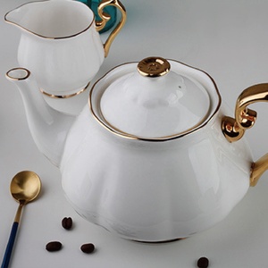 Bộ ấm chén trà sứ xương cao cấp Platinum 15 món, kiểu Anh, màu trắng - Product Image 3