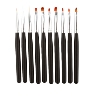 Pinceau de nail art coloré à manche en bois sablé, poils en nylon sertis, pour dessin de lignes, sculpture et délimitation, idéal pour la manucure au gel de photothérapie - Product Image 1
