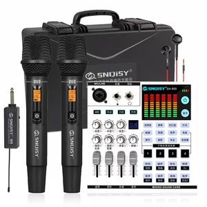 Mezclador de Audio Profesional de 4 Canales SN800 con Tarjeta de Sonido y Dos Micrófonos Inalámbricos U68, Conjunto Completo Compatible con 4 Micrófonos y 4 Auriculares - Product Image 1