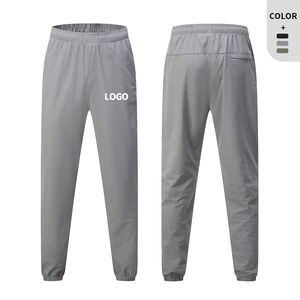 Mens Elastic Waistband Full Length Pants Mens Gym Training Pants with Zipper Pocket Elasticated <b>Trousers</b> Foot Quick Dry Fabric - Product Image 2