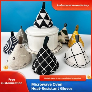 Poignée de couvercle triangulaire isolante en coton et lin, résistante à la chaleur, mini-gants de four pour casseroles et faitouts - Product Image 2