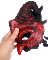 Masque de démon d'Halloween, cornes effrayantes, masque de diable demi-visage pour fête, cosplay, monstre d'horreur, mascarade, accessoires de maison hantée, masque en PU