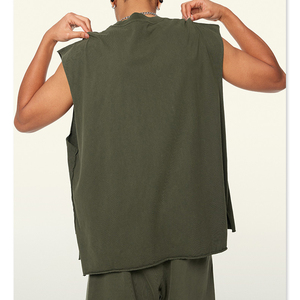 Débardeur Homme Oversize en Coton Épais, Style Distressed, Délavé à la Pierre, Bords Bruts, pour le Basketball, Modèle <span class=keywords><strong>Oliver</strong></span> Uni, Vente en Gros - Product Image 3