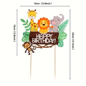 1 Pezzo Decorazione per <span class=keywords><strong>Torta</strong></span> di Compleanno con Animali Giraffa Leone Elefante Scimmia per Baby Shower e Feste di Compleanno di Bambini e Bambine - Product Image 3