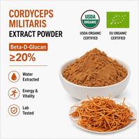 Biologisch Cordyceps Militaris Extract Poeder 10% Beta-D-Glucan, Watergeëxtraheerd vruchtlichaamextract supplement voor immuunondersteuning