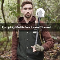 Pelle pliante de camping avec hache de survie, ensemble d'outils multifonctions portables pour la randonnée en plein air