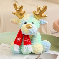 Peluche de renne de Noël personnalisée OEM ODM avec écharpe, broderie, rembourrage en coton PP, doublure en maille, anti-stress - Commande en gros