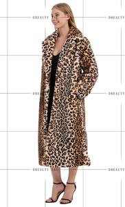 Abrigo de Invierno Elegante y Vintage para Mujer, Tejido con Imitación de Piel de Visón, Diseño Sexy con Solapa Larga, Estilo Sobretodo, Estampado de Leopardo, Transpirable - Product Image 3