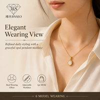 Collier pendentif ovale en opale naturelle plaqué or 18 carats en argent sterling S925, bijoux minimalistes vintage pour boutiques de détail