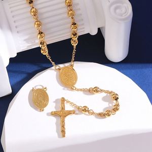 Collar de Rosario de Acero Inoxidable al por Mayor, Diseño Retro, Personalizado, Premium, Ovalado, con Borla y Cruz, Cuentas de Oración Católicas - Product Image 6